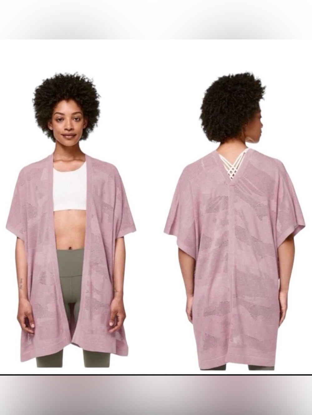 Lululemon Find Your Light Wrap Dusty Rose Cotton Silk Blend Knit Kimono One Size